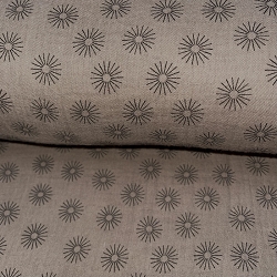 TISSU DOUBLE GAZE IMPRIME SOLEIL TAUPE