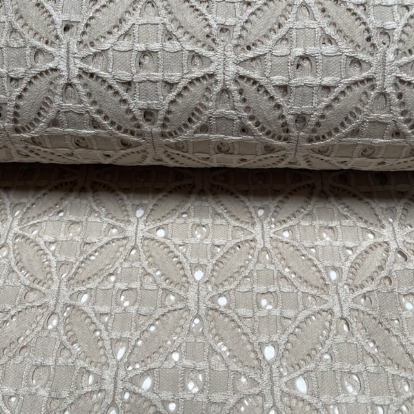 TISSU DENTELLE ROSACE BEIGE 