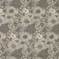 TISSU COTON LIN IMPRIMÉ FLORAL VINTAGE TAUPE 