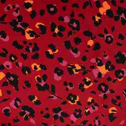 TISSU VISCOSE TWILL LEOPARD ROUGE