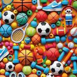 TISSU 3D COTON MOTIFS SPORT POP – MULTICOLORE