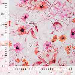 TISSU BRODERIE ANGLAISE IMPRIMEE FLEUR ROSE