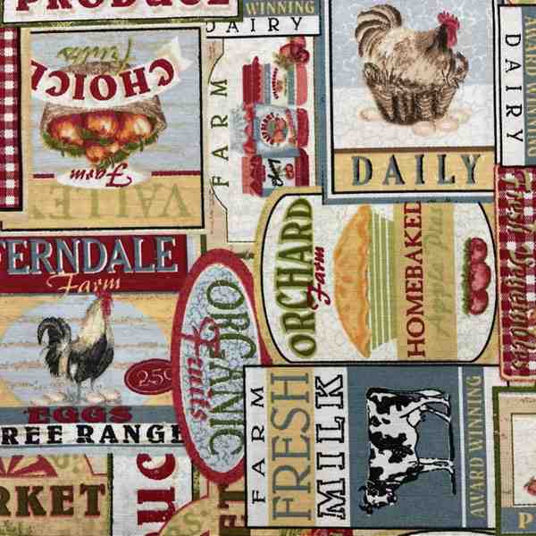 TISSU TOILE IMPRIME ANIMAUX DE LA FERME