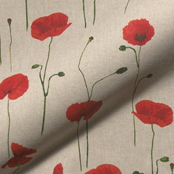 TISSU TOILE ASPECT LIN LINENLOOK POPPY COQUELICOT 