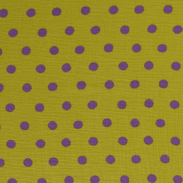 TISSU DOUBLE GAZE IMPRIMEE POIS VERT ANIS
