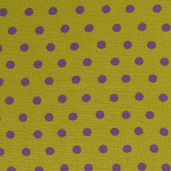 TISSU DOUBLE GAZE IMPRIMEE POIS VERT ANIS