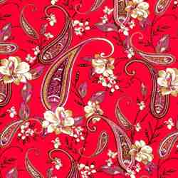 TISSU VISCOSE TWILL FLEUR ROUGE