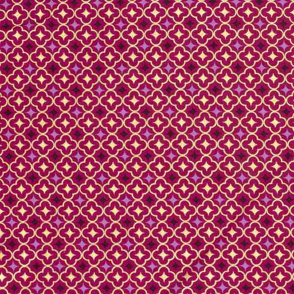 TISSU COTON MOTIF ARABESQUE NOEL FOND ROUGE