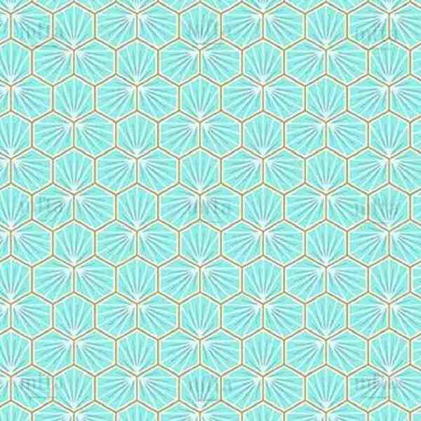 TISSU COTON ENDUIT GEOMETRIQUE RIAD AQUA