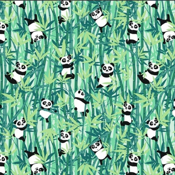 TISSU COTON PANDA VERT