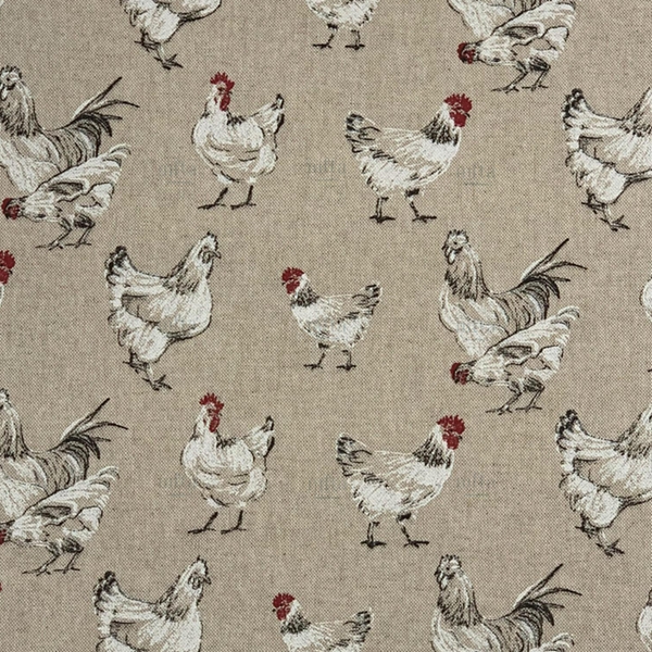 TISSU TOILE ASPECT LIN POULE ET COQ BIANCA