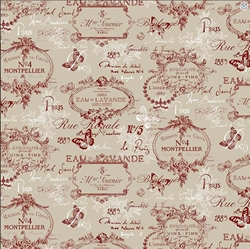 TISSU MFTA TOILE ASPET LIN PARIS RETRO ROUGE