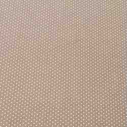 TISSU MFTA COTON ENDUIT TAUPE A PETITS POIS BLANCS