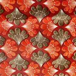 TISSU MFTA COTON FEUILLE AMANDA  ORANGE KAKI