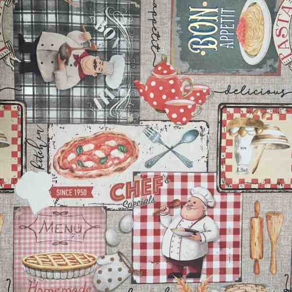 TISSU TOILE ASPECT LIN LINENLOOK PASTA BON APPETIT