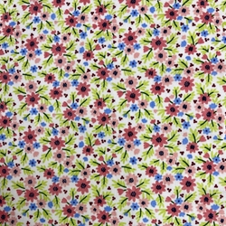 TISSU COTON MARGUERITE ROUGE FOND ECRU