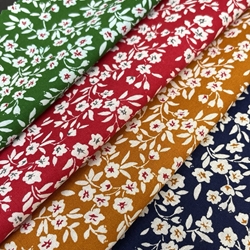 TISSU COTON IMPRIME FLEURETTE VERT