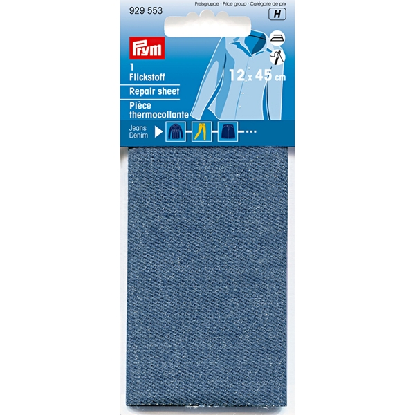 Pièce thermocollante jeans 12 x 45 cm bleu moyen