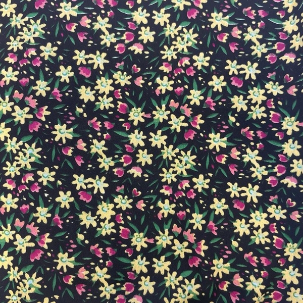 COUPON  POLYESTER  FLEUR JAUNE ROSE 1M50 X 1M40