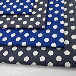 COUPON 70X30CM POIS BLANCS FOND BLEU ROYAL