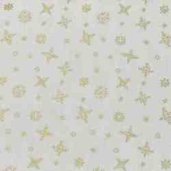 POPELINE DE COTON FLOCON DE NOEL BEIGE OR