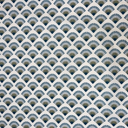 TISSU COTON IMPRIME  EVENTAIL FOND BLANC 