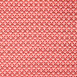 TISSU COTON IMPRIME ECAILLE ROSE CORAIL