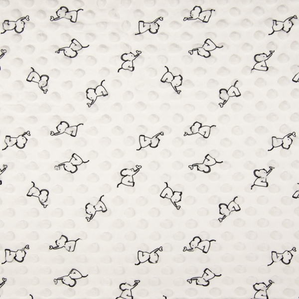 TISSU MINKY BUBBLE ELEPHANT BLANC