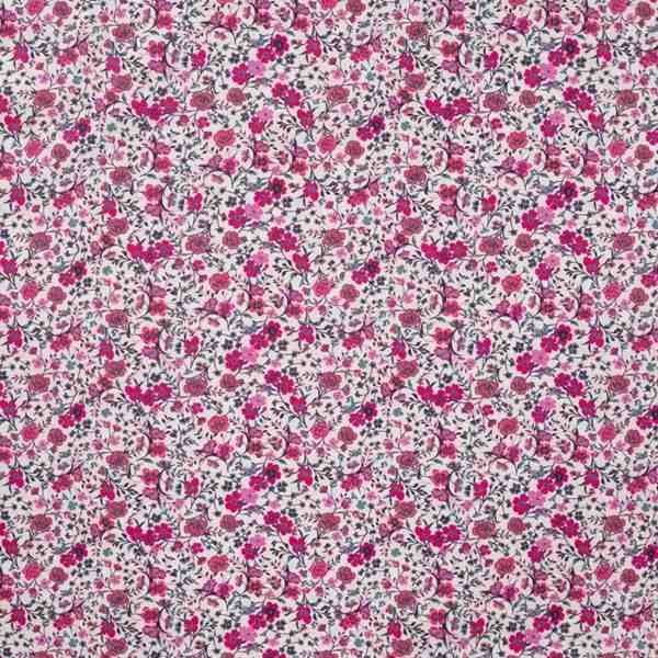 TISSU VOILE DE COTON DIGITAL SEMIS ROSE FUSCHIA