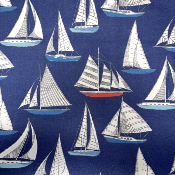 TISSU TOILE COTON VOILIER BLEU NAVY 