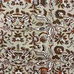 TISSU COTON IMPRIMÉ INDIENNE FLEURS SAUVAGE MARRON