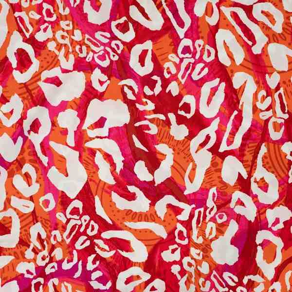 TISSU VISCOSE IMPRIMÉ MOTIF LÉOPARD ABSTRAIT ROUGE