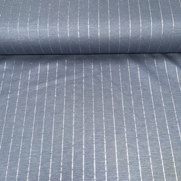 TISSU UNI RAYURE LUREX BLEU