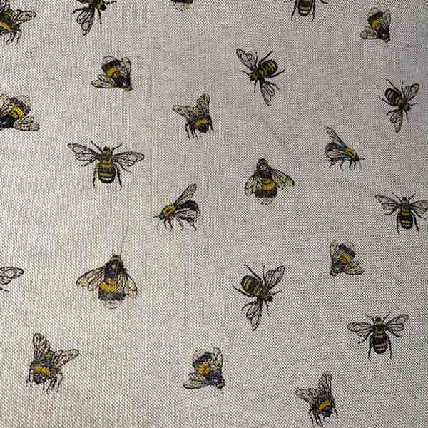 TISSU TOILE ASPECT LIN ABEILLES