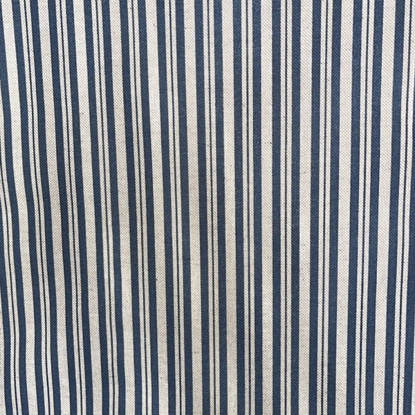 TISSU TOILE ASPECT LIN RAYURE BLEU MARINE