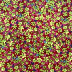 TISSU CHEMISIER POLYESTER FLEUR FOND FUCSHIA 