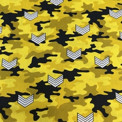 TISSU COTON IMPRIME CAMOUFLAGE ARMEE JAUNE OEKOTEX