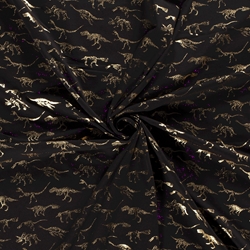 TISSU JERSEY IMPRIME DINOSAURE OR NOIR