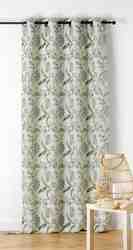 TISSU JACQUARD LES INDIENNES BEIGE VERT ANIS