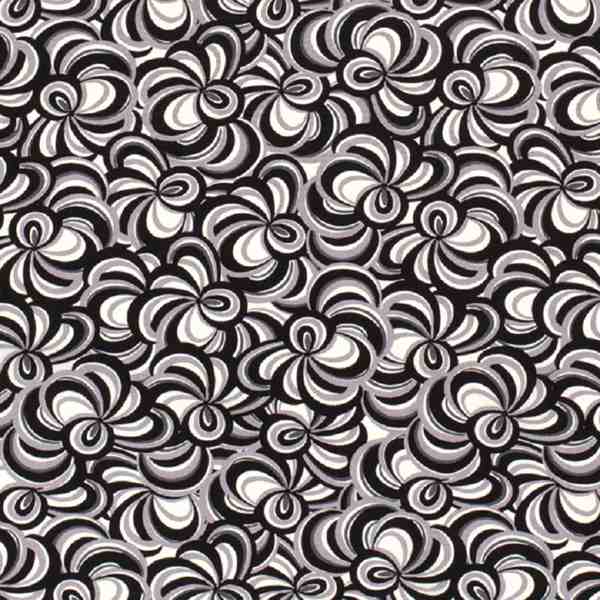 TISSU POPELINE DE VISCOSE ROSACE NOIR