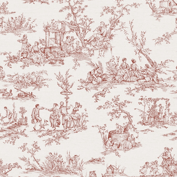 TISSU TOILE DE JOUY SANFORISE ROUGE