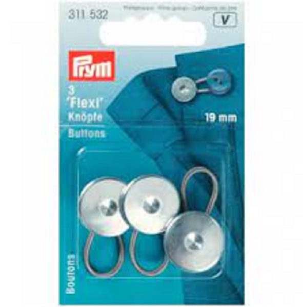 Boutons flexi 19 mm argent