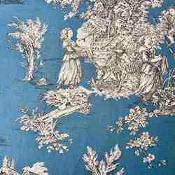 TISSU TOILE DE JOUY PASTORALE BLEU GLACIER