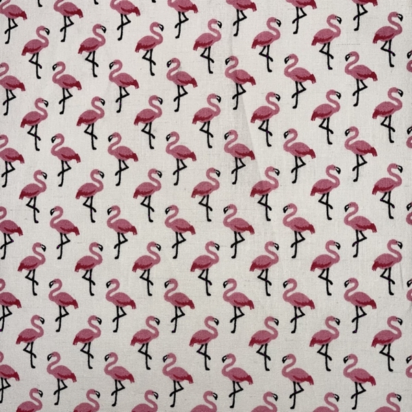 TISSU COTON FLAMINGO ROSE CREME