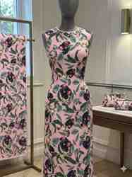 TISSU LIN VISCOSE IMPRIME FLEURS ROSES