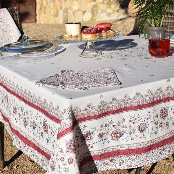 TISSU NAPPE PROVENCAL IVOIRE ROSE 1.60mX2.56m