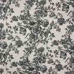 TISSU TOILE FLEUR DE JOUY NOIR
