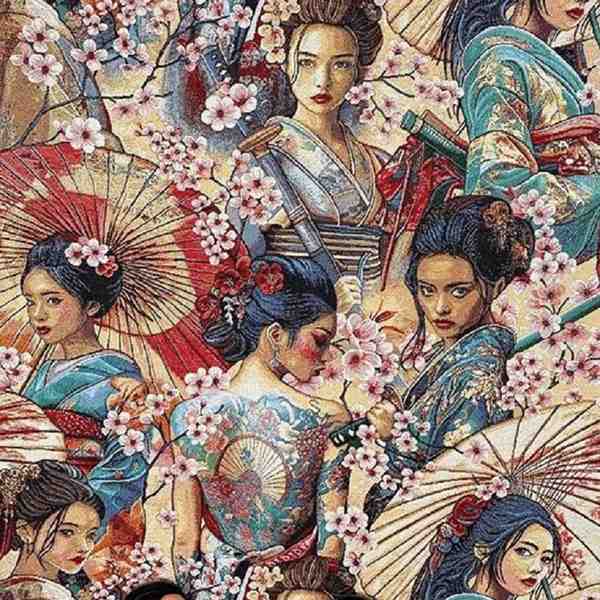 TISSU JACQUARD GOBELIN SAMURAI JAPONAIS