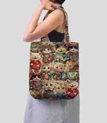 TISSU JACQUARD MOTIFS CHATS JAPONAIS MIOUKI