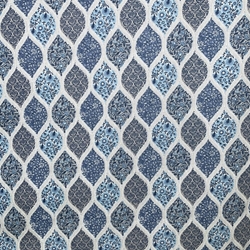 TISSU AMBAR MEDAILLONS BLEU GRIS